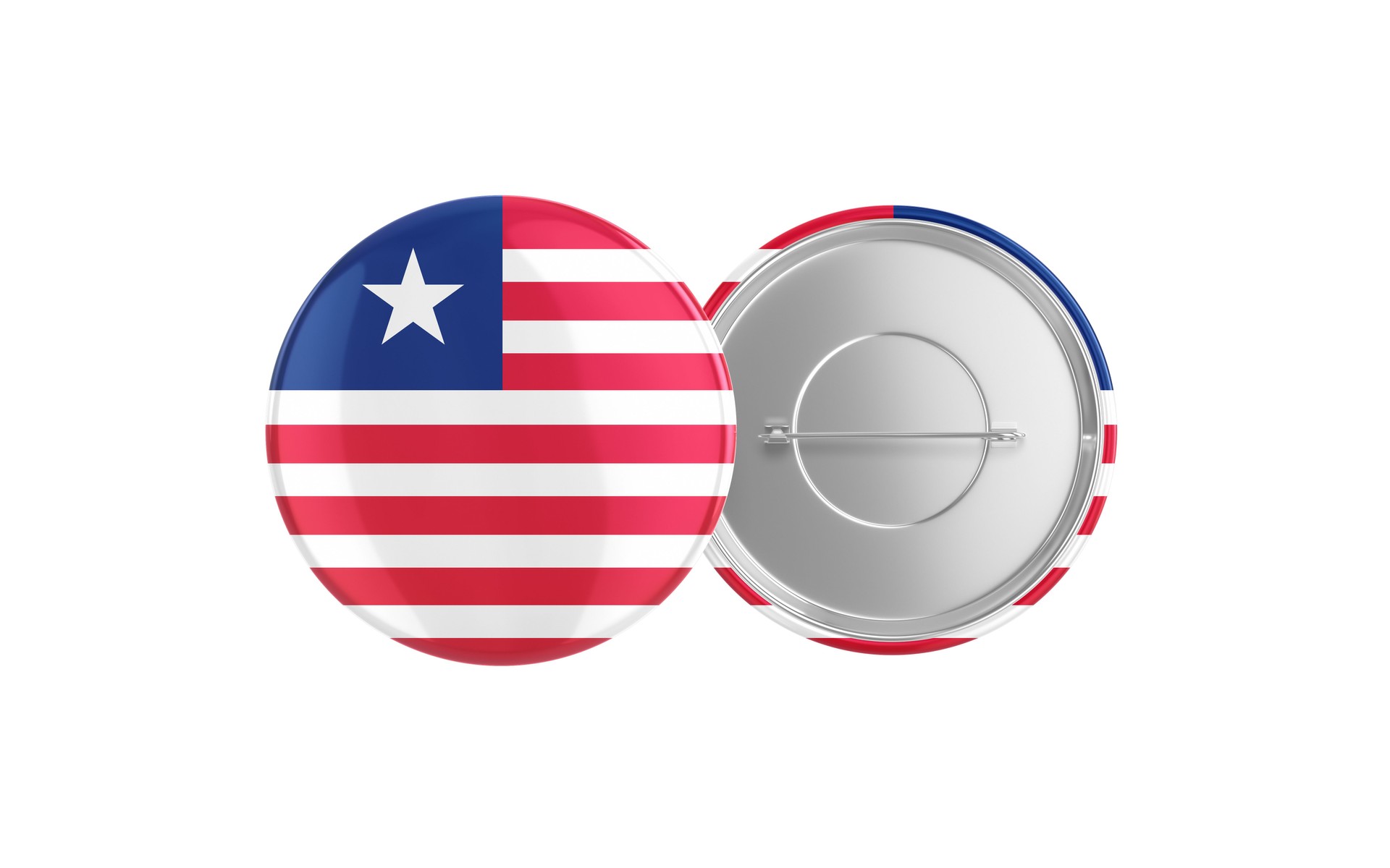 Liberia Flag Badge Pin Mocap, Front Back Clipping Path